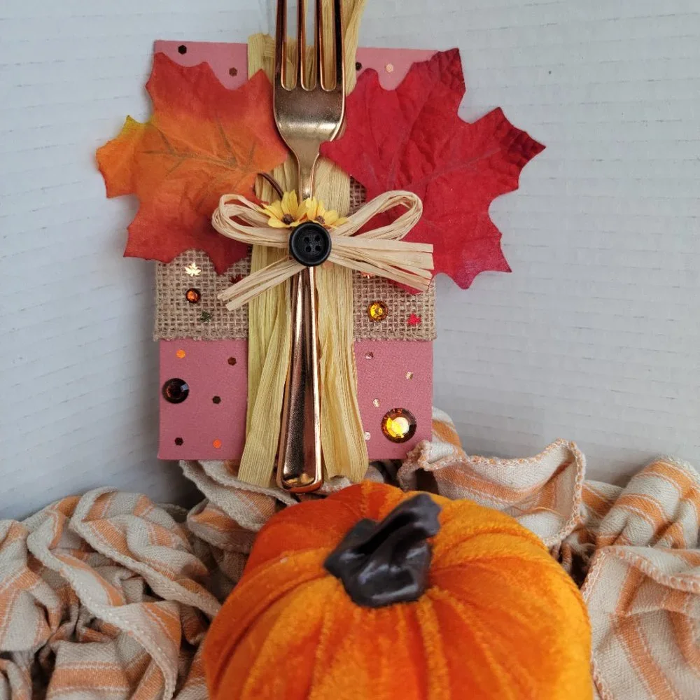 Fall Thanksgiving Wall Art | 6x4” Handmade Autumn Decor | Rustic Fork Collage |